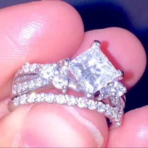 Diamond engagement ring and wedding band. Center diamond 1.25ct. Shane Co Papers